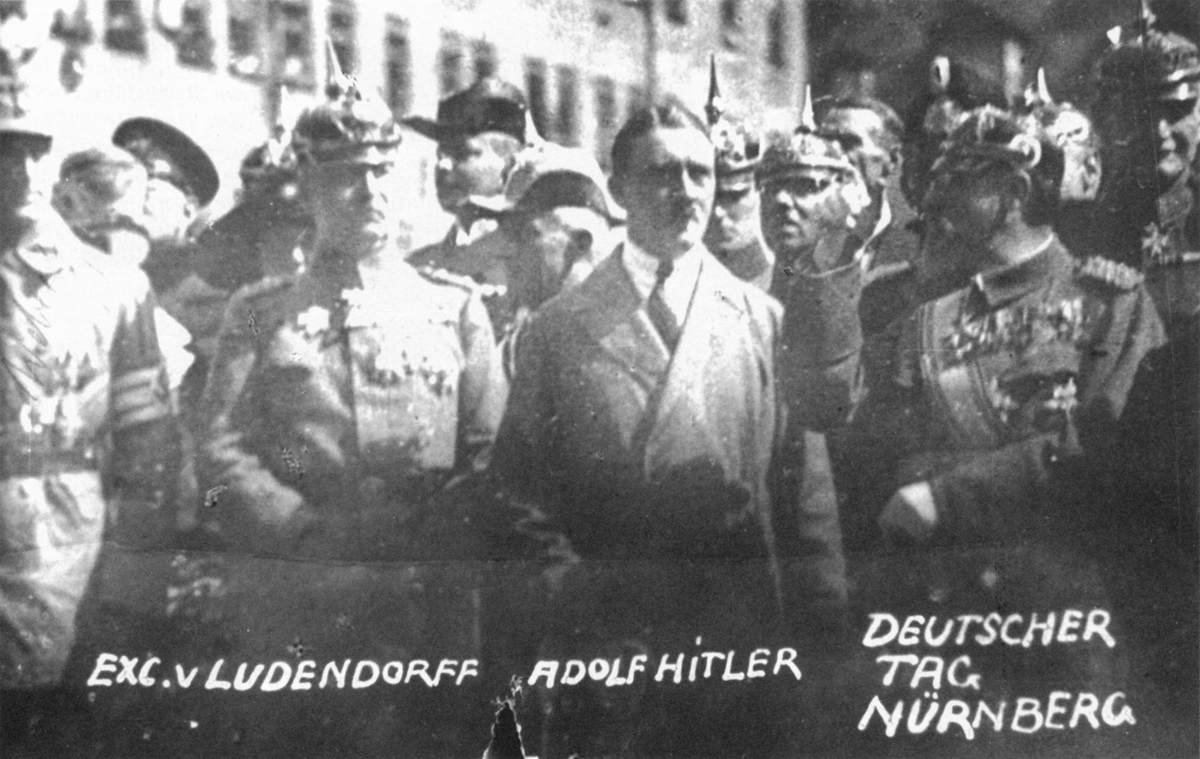 Adolf Hitler and Erich Ludendorff March past at the Deutscher tag in Nuremberg in  memory of the old Wehrmacht